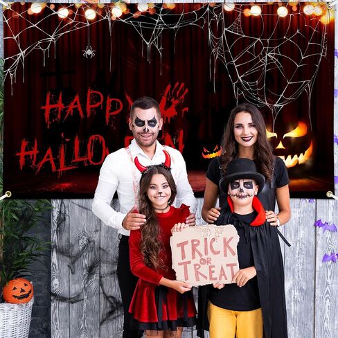 Happy Halloween Banner Large 72x44 Inch Pumpkin Happy Halloween Backdrop for Halloween Party Decorations Photo Booth Background Scary Halloween Backdrops for Photography in Saudi Arabia