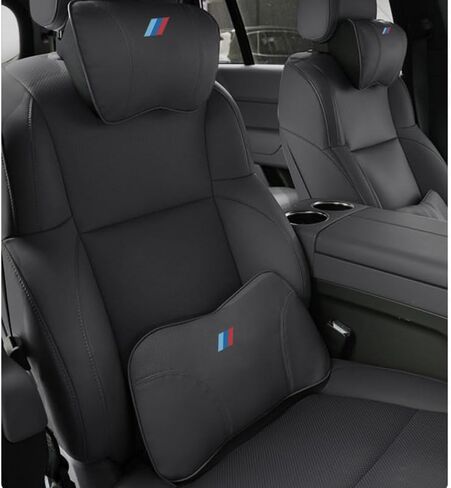 2 PCS Car Neck Pillow Compatible with BMW 1 2 3 4 5 6 7 Series X1 X2 X3 X4 X5 X6 X7 Accessories, Car Soft PU Leather Headrest Neck Support in Kuwait