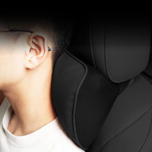 2 PCS Car Neck Pillow Compatible with BMW 1 2 3 4 5 6 7 Series X1 X2 X3 X4 X5 X6 X7 Accessories, Car Soft PU Leather Headrest Neck Support in Kuwait