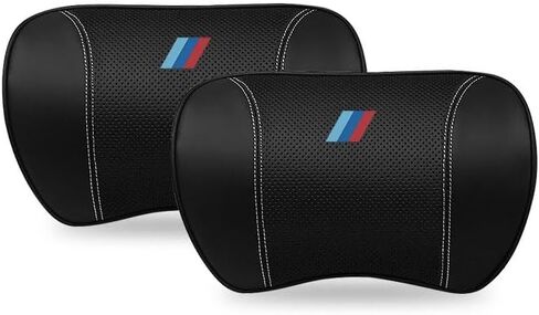 2 PCS Car Neck Pillow Compatible with BMW 1 2 3 4 5 6 7 Series X1 X2 X3 X4 X5 X6 X7 Accessories, Car Soft PU Leather Headrest Neck Support in Kuwait