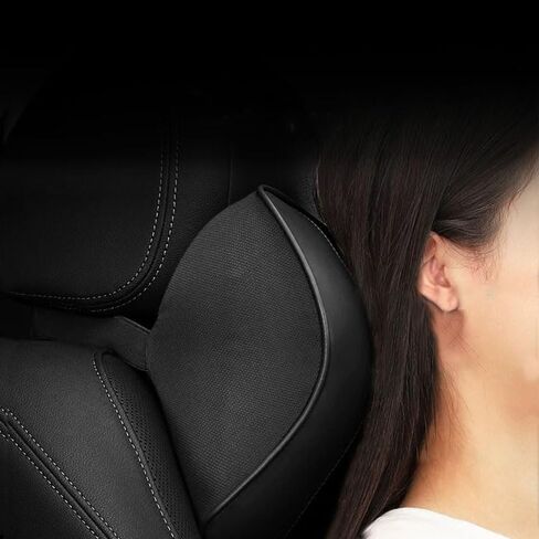 2 PCS Car Neck Pillow Compatible with BMW 1 2 3 4 5 6 7 Series X1 X2 X3 X4 X5 X6 X7 Accessories, Car Soft PU Leather Headrest Neck Support in Kuwait