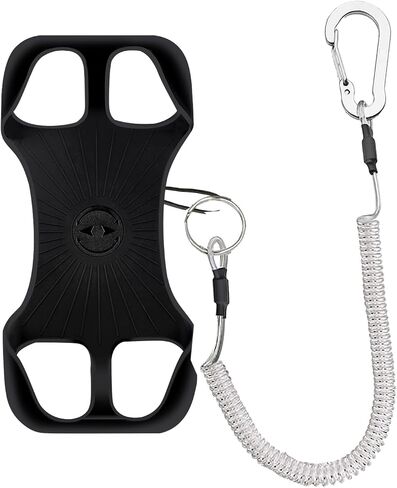 Universal Protector Phone Tether, Phone Lanyard Silicone Holder with Detachable Ring Grip,Fit Outdoor/Hiking/Fishing(Black-B) in Saudi Arabia