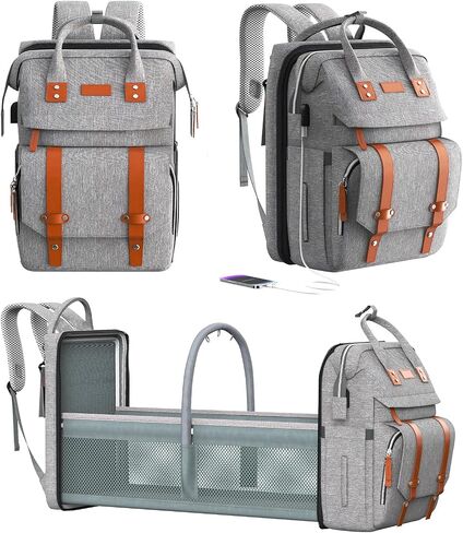 Diaper Bag Backpack with Changing Station, Large Diaper Bag, Multifunctional Diaper Bag, Baby Bag, Black in Saudi Arabia