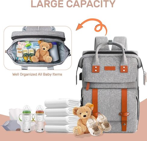 Diaper Bag Backpack with Changing Station, Large Diaper Bag, Multifunctional Diaper Bag, Baby Bag, Black in Saudi Arabia