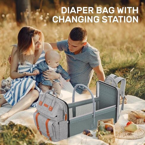 Diaper Bag Backpack with Changing Station, Large Diaper Bag, Multifunctional Diaper Bag, Baby Bag, Black in Saudi Arabia