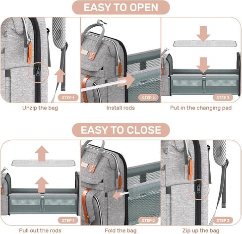 Diaper Bag Backpack with Changing Station, Large Diaper Bag, Multifunctional Diaper Bag, Baby Bag, Black in Saudi Arabia