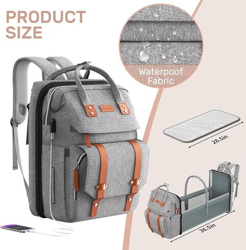 Diaper Bag Backpack with Changing Station, Large Diaper Bag, Multifunctional Diaper Bag, Baby Bag, Black in Saudi Arabia