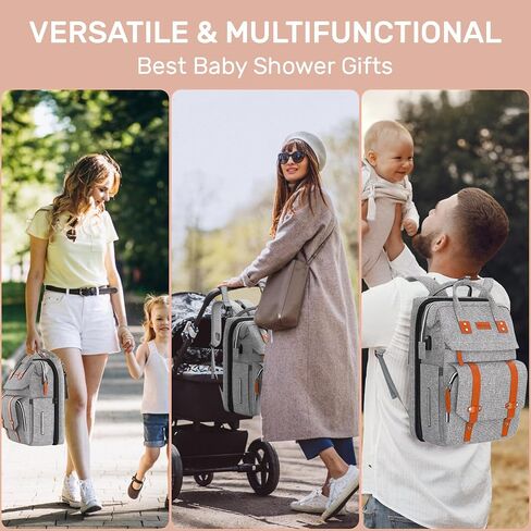 Diaper Bag Backpack with Changing Station, Large Diaper Bag, Multifunctional Diaper Bag, Baby Bag, Black in Saudi Arabia