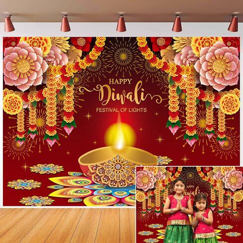 سعيد ديوالي خلفية 7x5FT Deepavali الزينة ديوالي خلفية التصوير الفوتوغرافي للداخلية في الهواء الطلق المنزل الهندي مهرجان الأضواء لوازم ديكور الحفلات in Saudi Arabia