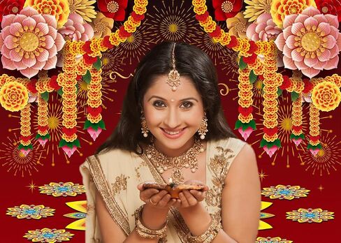 سعيد ديوالي خلفية 7x5FT Deepavali الزينة ديوالي خلفية التصوير الفوتوغرافي للداخلية في الهواء الطلق المنزل الهندي مهرجان الأضواء لوازم ديكور الحفلات in Saudi Arabia