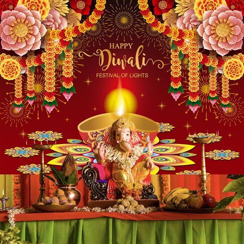 سعيد ديوالي خلفية 7x5FT Deepavali الزينة ديوالي خلفية التصوير الفوتوغرافي للداخلية في الهواء الطلق المنزل الهندي مهرجان الأضواء لوازم ديكور الحفلات in Saudi Arabia