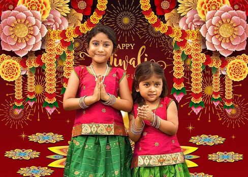 سعيد ديوالي خلفية 7x5FT Deepavali الزينة ديوالي خلفية التصوير الفوتوغرافي للداخلية في الهواء الطلق المنزل الهندي مهرجان الأضواء لوازم ديكور الحفلات in Saudi Arabia