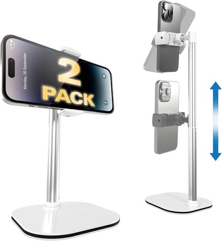 حامل هاتف Cooper ChatStand مكون من قطعتين - حامل هاتف محمول قابل للتعديل للارتفاع للمكتب | حامل هاتف خلوي قابل للدوران والإمالة مقاس 9-14 بوصة وعرض على مستوى العين للمكتب (أسود ليلي) in Kuwait