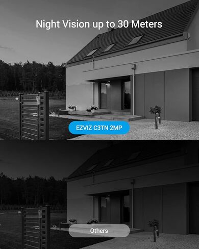 كاميرا EZVIZ الأمنية الخارجية، كاميرا WiFi 1080P مع تنبيه الحركة، رؤية ليلية 100 قدم وIP67 مقاومة للماء، متوافقة مع Alexa Google Home | C3TN in Kuwait