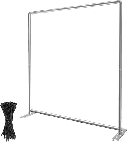Backdrop Metal Frame 6'W x 6'H Metal Frame Stainless Steel Banner Support for Photography Halloween Birthday Party Indoor Outdoor Activity, Silver Rack in Saudi Arabia