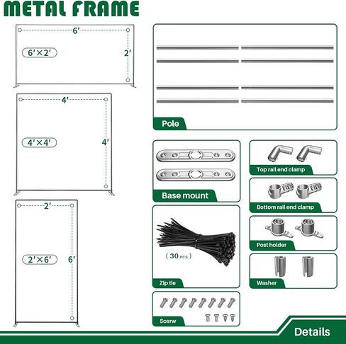 Backdrop Metal Frame 6'W x 6'H Metal Frame Stainless Steel Banner Support for Photography Halloween Birthday Party Indoor Outdoor Activity, Silver Rack in Saudi Arabia