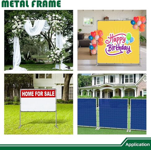 Backdrop Metal Frame 6'W x 6'H Metal Frame Stainless Steel Banner Support for Photography Halloween Birthday Party Indoor Outdoor Activity, Silver Rack in Saudi Arabia