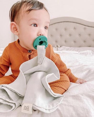 Kishu Baby Indi Fairtrade Organic Cotton Pacifier Blanket Set - Fairtrade & GOTS Certified - Pacifier Not Included (Sage, Lavender, Peach) in Saudi Arabia