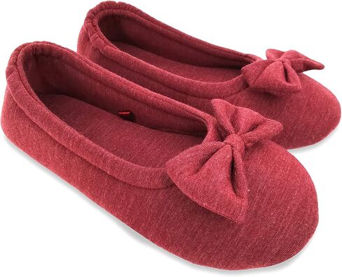 ofoot Womens House Cotton Ballerina Slippers Soft Ballet Style Flat Shoes Comfortable Memory Foam Soled Non Slip Rubber Bottom in Saudi Arabia