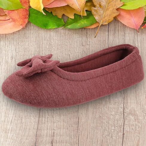 ofoot Womens House Cotton Ballerina Slippers Soft Ballet Style Flat Shoes Comfortable Memory Foam Soled Non Slip Rubber Bottom in Saudi Arabia