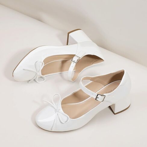 Mofri ShowHow Women's Mary Jane Shoes Women's Chunky Low Block Heels Mary Jane Round Closed Toe Pumps Wedding Office Dancing Dress Shoes in Saudi Arabia