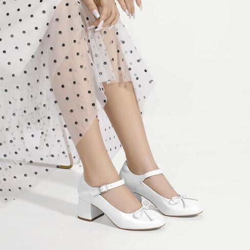 Mofri ShowHow Women's Mary Jane Shoes Women's Chunky Low Block Heels Mary Jane Round Closed Toe Pumps Wedding Office Dancing Dress Shoes in Saudi Arabia