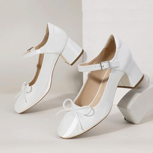Mofri ShowHow Women's Mary Jane Shoes Women's Chunky Low Block Heels Mary Jane Round Closed Toe Pumps Wedding Office Dancing Dress Shoes in Saudi Arabia