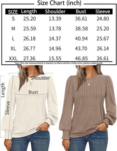 AUTOMET Long Sleeve Shirts Womens Pleated Business Casual Blouses with Smocked Cuffs in Kuwait