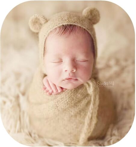 Vemonllas الدعائم التصوير حديثي الولادة الدب بونيه والتفاف طفل الفتيان الفتيات التقاط الصور وتتسابق الرضع اليدوية محبوك زي مجموعة in Kuwait