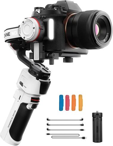 مثبت كاميرا Zhiyun Crane M3، حامل ثلاثي المحاور محمول باليد لكاميرا DSLR والكاميرا غير المرآة، متوافق مع Nikon وCanon وSony وFujifilm (إصدار ترقية Zhiyun Crane M2) in Kuwait
