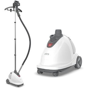 Pure Enrichment® PureSteam™ XL Standing Steamer with Garment Hanger - Heats in 45 Seconds with 0.5-Gallon Water Tank for 1 Hour Continuous Steaming - Includes Fabric Brush and Easy-roll Wheels