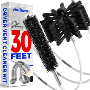 Holikme 30 Feet Dryer Vent Cleaner Kit, Flexible Lint Brush with Drill Attachment, Extends Up to 30 Feet for Easy Cleaning, Synthetic Brush Head, Use with or Without a Power Drill