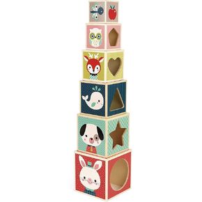 Janod Baby Forest 6-Block Stacking Pyramid - Ages 12 Months+ - J08016