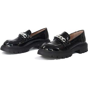 Exsiqute Platform Chunky Loafers for Women Slip-ons Lug Sole Penny Loafers Comfort Round Toe Business Casual Shoes Black