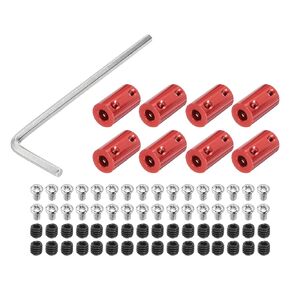 MECCANIXITY 6mm to 6mm Bore Rigid Coupling 25mm Length 14mm Dia Aluminum Alloy Shaft Coupler Connector for 3D Printers DIY Car Boat Red 12pcs, with 12pcs Coupling,1pcs Wrench,96pcs Screws