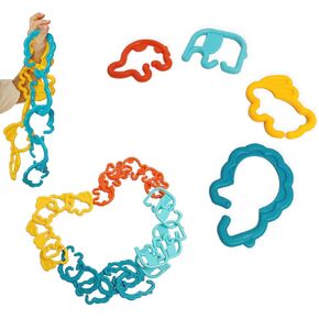 Baby Links Rings Toys for Car Seat Stroller 24 PCS Animal Connecting Chain Rings Early Learning Toys for Toddlers