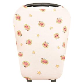 Baby Car Seat Cover Canopy and Nursing Cover Multi-Use Stretchy 5 in 1 Gift "CoComelon Stripe" by Copper Pearl