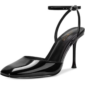 حذاء بكعب ويت كيس للنساء بمقدمة مربعة، حذاء بكعب عالٍ بحزام للكاحل وكعب عالٍ من الجلد الحائز على براءة اختراع لفستان حفلات الزفاف والنوادي in Kuwait