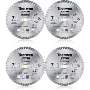 Therwen 6 قطع فضية منشار الماس شفرة البلاط السائبة الماس توربو بليد قطع البناء عجلة القطع الجاف الرطب السلس لطاحونة الزاوية قطع الخزف بلاط السيراميك الجرانيت الرخام (4.5 بوصة) in Kuwait