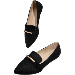 Floerns Women's Elegant Metal Decor Penny Loafers Suede Slip on Flat Mules Shoes