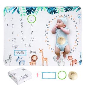Ylsteed Baby Monthly Milestone Blanket Baby Photography Prop Blanket Soft Baby Milestone Blanket for Boy Girl Rainbow Newborn Growth Chart Photography Prop Background Blanket Baby Age Mat 47" x 40"