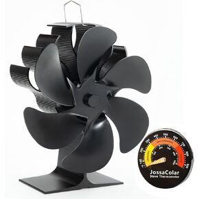 JossaColar Wood Stove Fan Heat Powered Stove Fan, Fireplace Fan Stove Fan Non Electric, Thermal Fan Eco Fans for Wood Burning Stove/Pellet/Log Burner, w/Wood Stove Accessories Thermometer