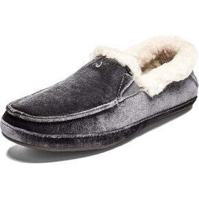 OLUKAI Ku'una Lanui Women's Slipper, Soft Velvet & Dual-Density PU Footbed for All-Day Comfort, Breathable & Supportive Drop-In-Heel, Cute & Casual Slip-On Design