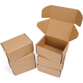 4x4x2 Shipping Boxes Set of 6, Small Cardboard Boxes for Packaging, Brown Mailing Boxes for Small Business