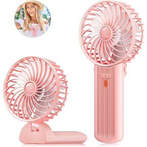 JZCreater Mini Handheld Fan, USB Desk Fan, Quiet Portable Handheld Fan, 4 Speed, 15H Cooling Fan, USB Rechargeable Battery Operated, Small Folding Electric Fan for Travel Outdoor Home Office, Pink