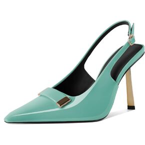 YODEKS Women's Slingback Heels Closed Toe Gold High Heels Pumps 4 Inch Metal Buckle Shoes US Size 5-13