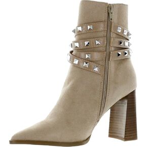 Steve Madden Womens Scandal Studded Zip Up Ankle Boots