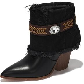 Cape Robbin Ankle Boots for Women Foldover Women's Ankle Boots & Booties - Women's Ankle Boots & Booties - Denim Pointed Toe Boots (Flory)
