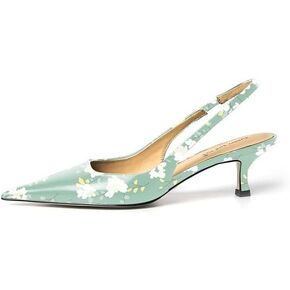 FSJ Women's Mid Kitten Heel Slingback Sandal Pointy Toe Sexy Pumps Comfortable Dress Party Walking Shoes Size 4-15 US