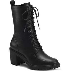 Alfani Womens Blaire Faux Leather Combat & Lace-up Boots Black 7 Medium (B,M)